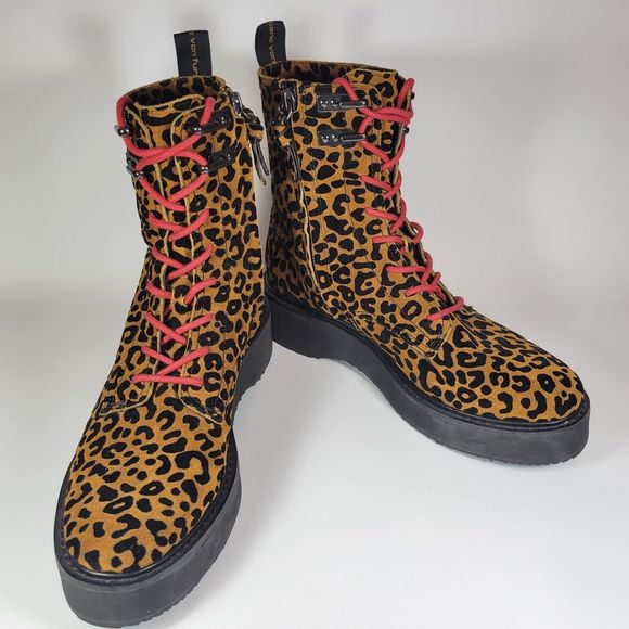 NWOT Diane Von Furstenberg Leopard Print Boots 8M - Picture 2 of 11